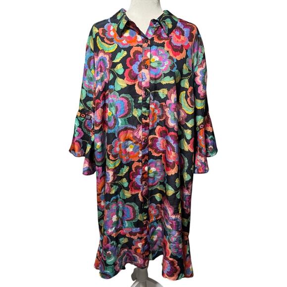 Johnny Was Workshop Calanthe Tiered Flounce Dress – 100% Silk – Size 3X - Picture 2 of 7